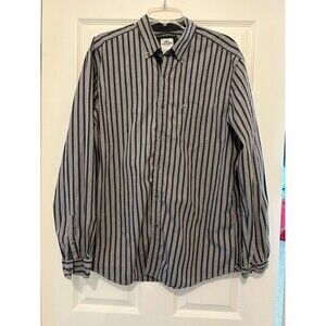 Lacoste mens Grey and Black Striped Button Down Shirt